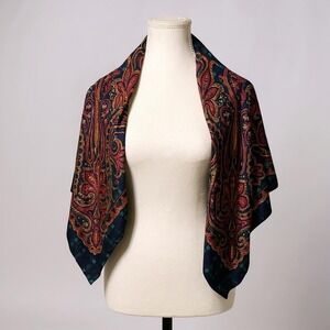 Paisley Scarf Women's Square‎ Vintage Style Made in Italy Polyester Boho Gothic